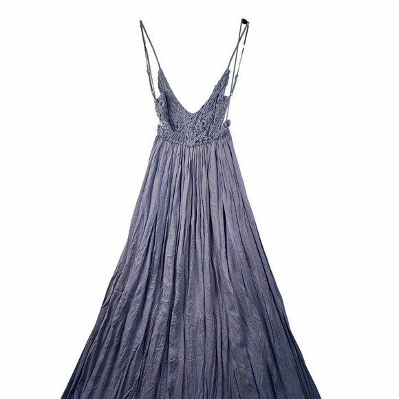 Fashion Nova Ancient Rome Maxi Dress Blue Lace Crotchet Boho Flowy Size S NWT - Picture 5 of 11